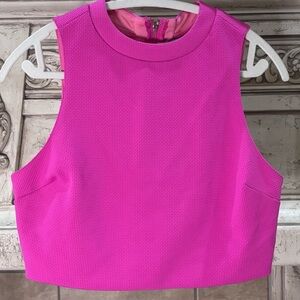Hot Pink Textured Crop Top Cut Out In Back Size Large